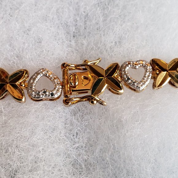 NWT Two tones X and hearts bracelet sterling silver 925 bracelet - Picture 5 of 6